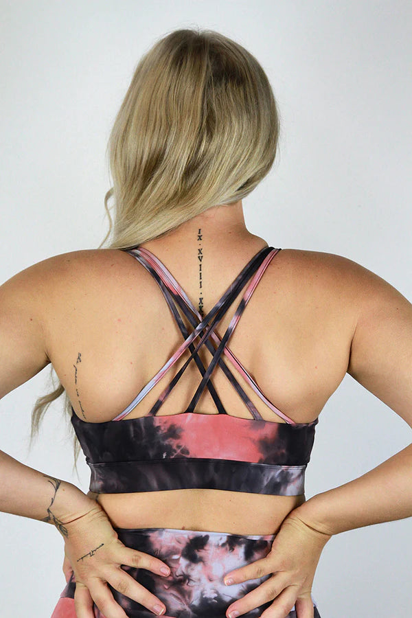Rarr Design Trinity Sportbeha met Bandjes Roze Marmer